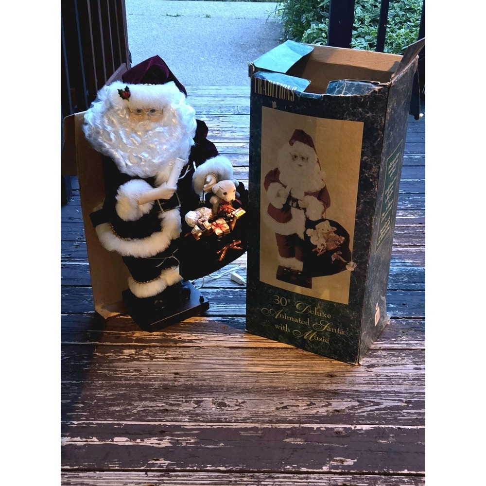 Vintage SANTA‎ CLAUSE Traditions Deluxe Animated Light 30" Moves Movement